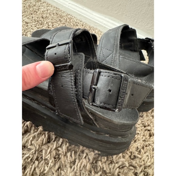 Dr Martens Black Leather Platform Sandals Women Chunky Sole Buckle - Picture 5 of 6